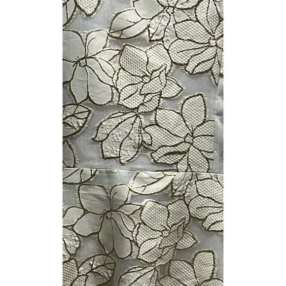 ❌❌ Sold Teri Jon by Rickie Freeman Ivory and Gold Floral Jacquard A-line Gown - Picture 11 of 12